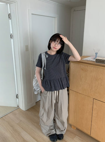 Hatsumi dot frill short sleeve tee